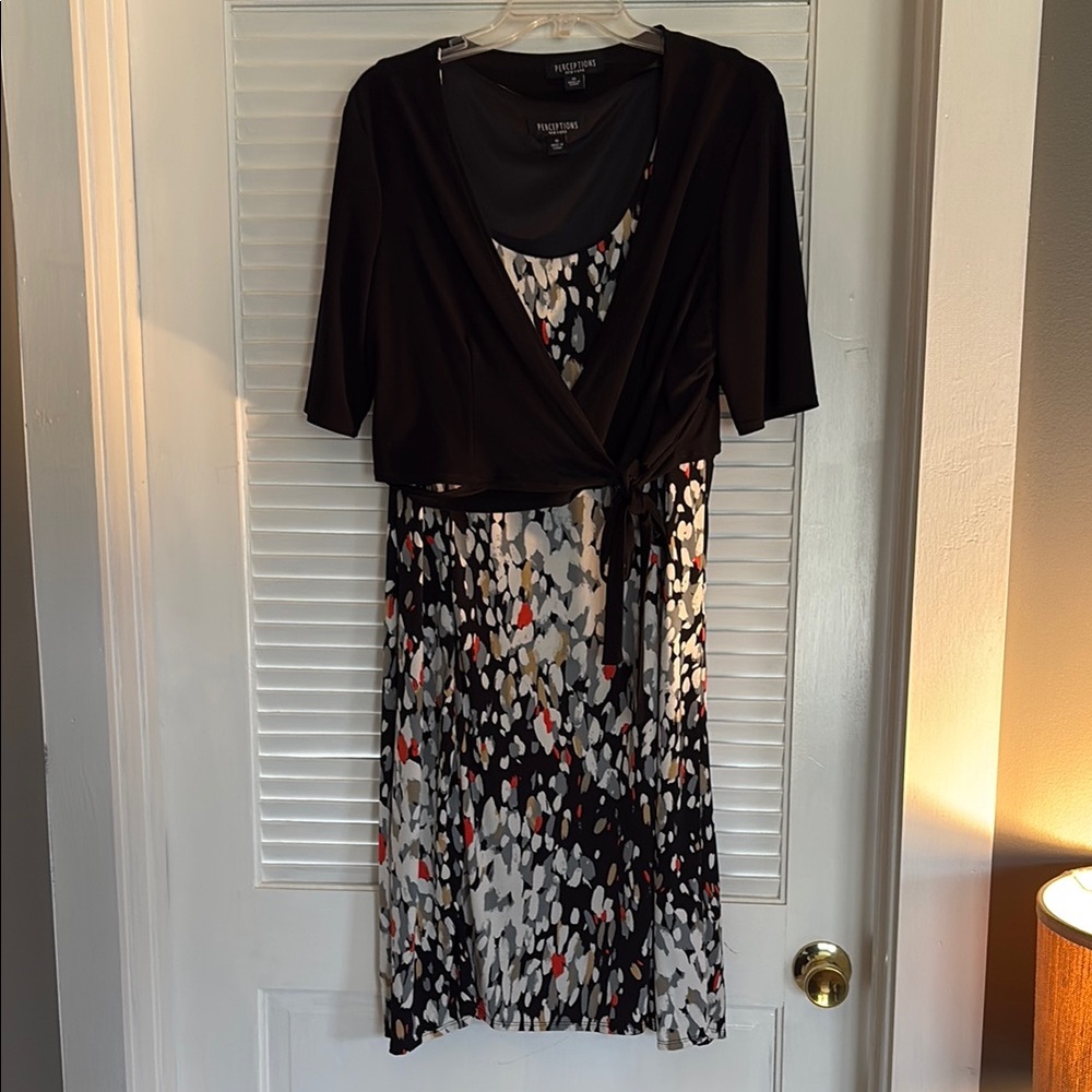 Perceptions Black and White Dress with Shrug
